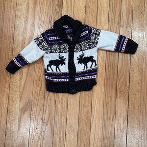 Janie and Jack Black and White Moose Sweater